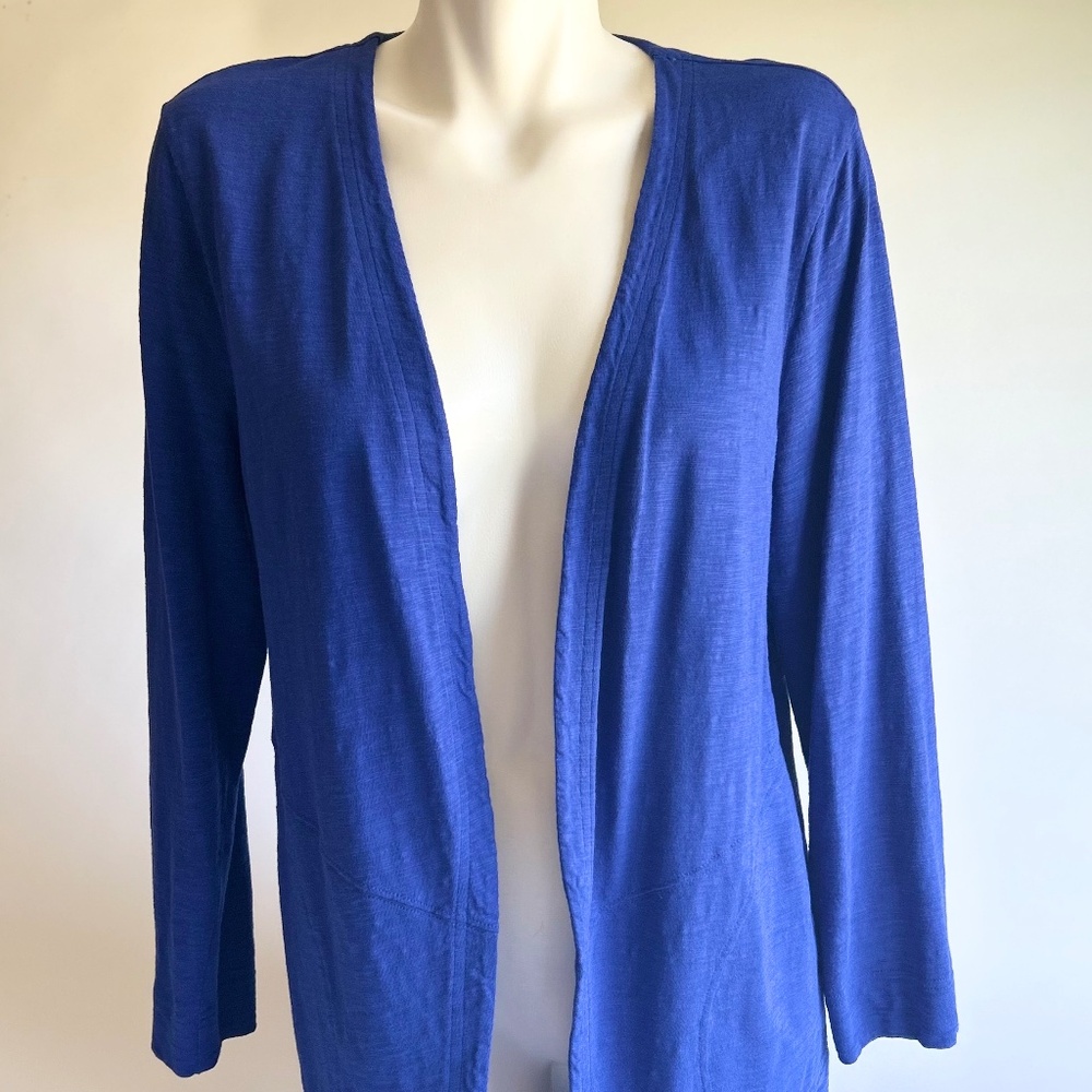 new Chico’s Blue 60% Cotton 40% Modal Ling Sleeve Cardigan size M